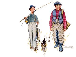 Two Old Men and Dog