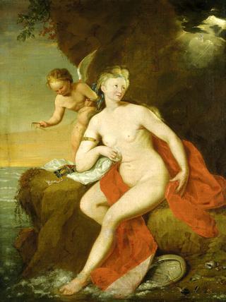 Newly Born Venus Cared for by Cupid