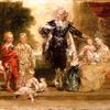 乔治三世，夏洛特女王和他们的六个大孩子（油画素描）