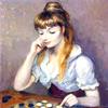 克劳丁在玩棋子