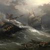特拉法加战役结束时炮舰“阿基尔”号被炮火摧毁