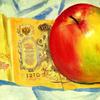 一个苹果和一张100卢布的钞票