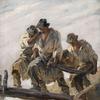窄桥上的碎石工