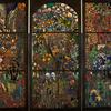 Stained glass triptych: El Gorg Blau