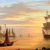 平静日落，航运：泰尼茅斯点和船