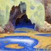牙买加风景：蓝色水池和鸢尾花