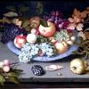克拉克瓷盘上的水果静物画