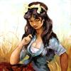 一个女孩坐在田野里的画像
