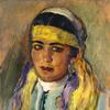 一位头戴黄色头巾的摩洛哥妇女的画像