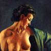 披着绿色披肩的女人