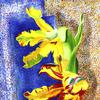 花瓶里插着郁金香的静物画
