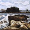 Jotham's Island (now Fox), Off Indian Point, Georgetown, Maine. Mouth of Kennebec River, Seguin Light at Left