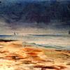 海岸，棕色和灰色