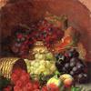 Black Grapes in a Gilt Bowl, Black and White Grapes in a Crystal Bowl, Peaches,Raspberries in a Wicker Basket and a Wasp on a Marble Ledge