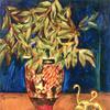 植物与雕塑的静物画