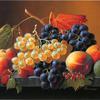 大理石桌面上的水果静物画