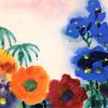 有紫菀、罂粟和云雀的花香静物画