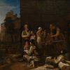 Roman street scene with a a young artist drawing Bernini's "Neptune and Triton"