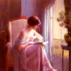 靠窗看书的年轻女子