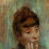 一个穿绿色上衣的女人的画像
